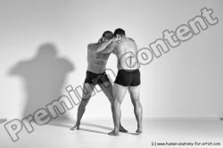 Underwear Martial art Man - Man White Moving poses Athletic Short Brown Dynamic poses Academic